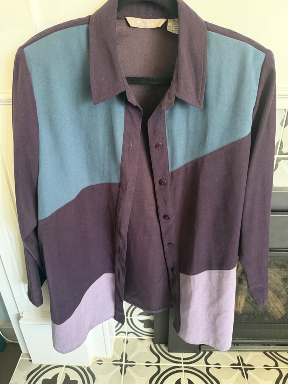 TanJay Plum Shirt with Teal and Lavender Panels